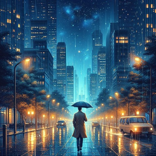 Heavy Night Rain While Walking
