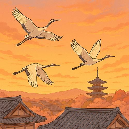 Cranes Over Kyoto