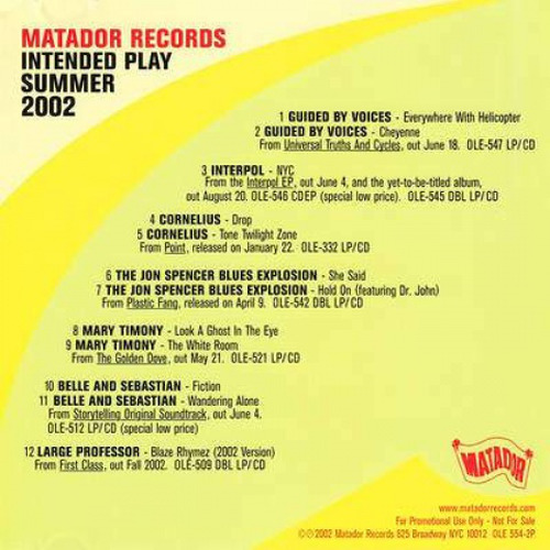 Matador Records: Intended Play Summer 2002