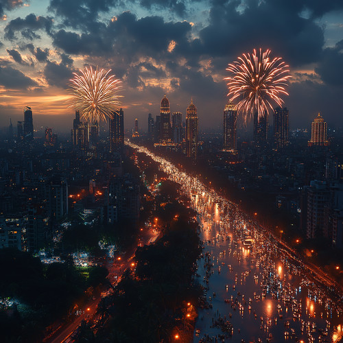 Fireworks on Marine Drive Mumbai