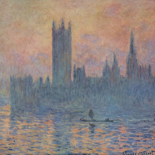 橘色雾天中的撑伞人