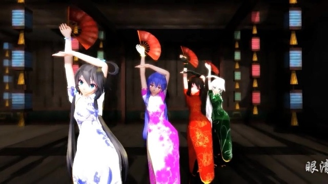 VOCALOID - 【洛天依X乐正绫X心华X言舞】咏春【MMDPV】 (饭制版)