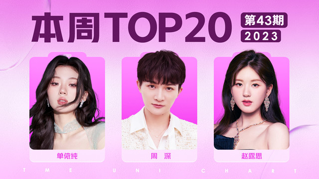 腾讯音乐由你榜 - 2023年第42期TOP20：赵露思周深表现优秀，单依纯《想你时风起》重回前十
