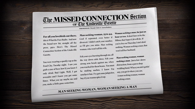Aaron Raitiere - The Missed Connection Section of the Lindeville Gazette (Lyric Video)