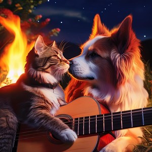 Pets' Fireside Melodies: Relaxing Guitar and Warmth