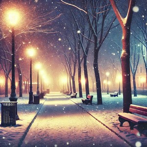Midnight Snowfall in Empty Parks
