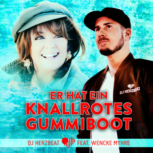 Er hat ein knallrotes Gummiboot