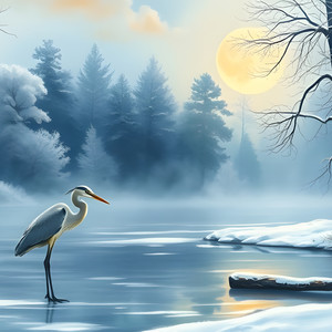 heron in winter