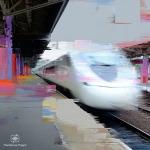 holding hands at the train station
