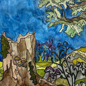 Two Gnomes Sit in Dappled Sunlight, on a Hillside Beyond Time