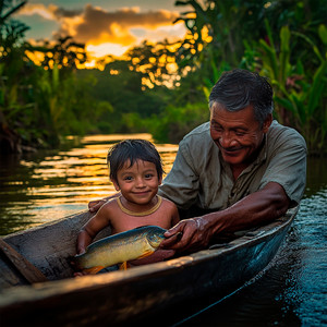 Hombre, Pescado y Rio