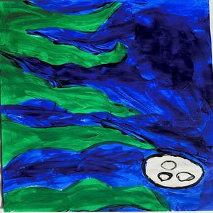 Music Girl - Winter falls with blue feathers