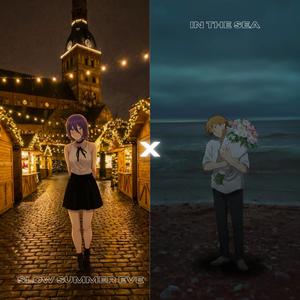 slow summer eve X in the sea