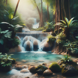 Peaceful Waterfall Flowing