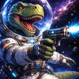 space dino with a space glock (Explicit)