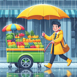 Cart Guy In The Rain