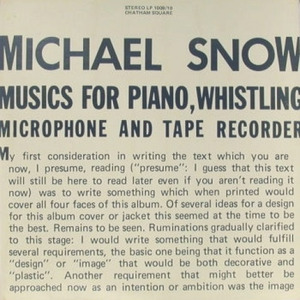 Musics For Piano, Whistling, Microphone And Tape Recorder