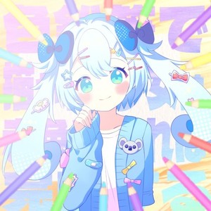 色鉛筆で描かれた少女は赤色を塗れば完成する