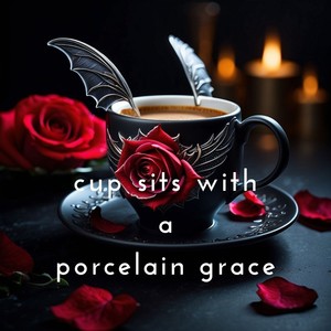 cup sits with a porcelain grace