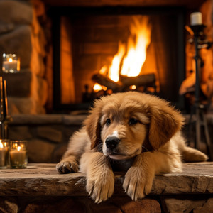 Comodidad De Los Perros En El Resplandor Del Fuego