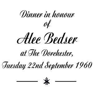 Dinner In Honour Of Alec Bedser