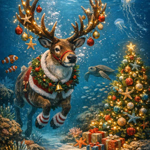 Underwater Christmas Reindeer