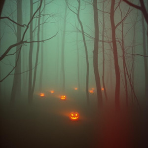 Behind the Fence on Halloween Night