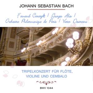 Fernand Caratgé / Georges Ales / Orchestre Philarmonique de Paris / Victor Desarzens play: Johann Sebastian Bach: Tripelkonzert für Flöte, Violine und Cembalo, BWV 1044