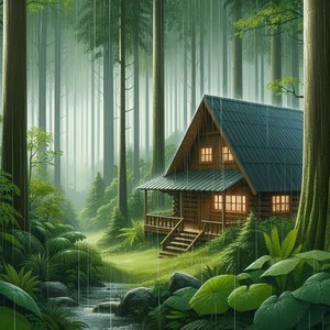 Heavy Rain in the Forest Hut