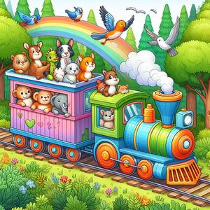 The Wheels on The Train Song Animal Version Nursery Rhymes Kids