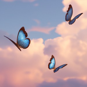 blue butterflies.