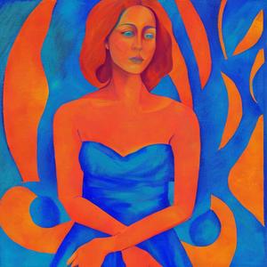 A Woman in a Blue Dress