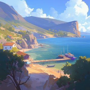 by the harbor
