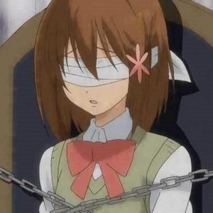 蒙着眼