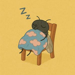 Sedí mucha na stene 01