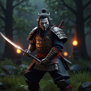 samurai warrior, wielding a katana