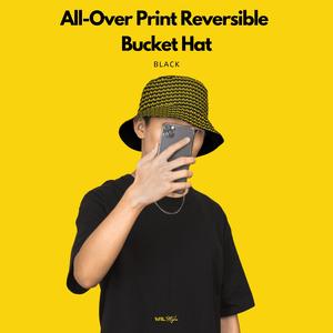 All Over Print Reversible Bucket Hat, Black