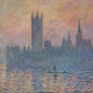 橘色雾天中的撑伞人