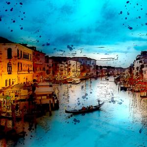 Il barca notturno per il Ponte di Rialto