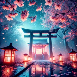 夜風の桜