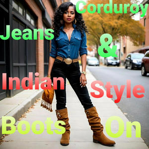 Corduroy Jeans & Indian Style Boots On