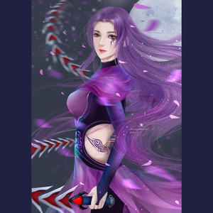 风に向かう花 - 紫