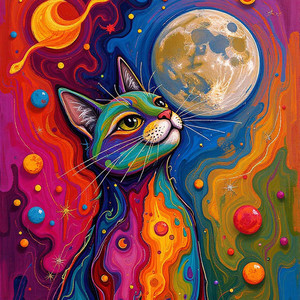 Cat Loves Moon