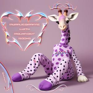 Purple Giraffe With Polka -Dot Socks