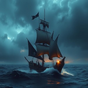 На мачте чёрный флаг