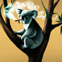 A Koala Was Sitting On A Tree Smoking Trees