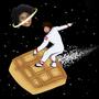 surfing on a waffle in space