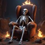 Lonely Skeleton sitdown in hell chair