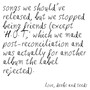 songs we should’ve released, but we stopped being friends (except 'H.O.T,' which we made post-reconciliation and was actually for another album the label rejected) . love, deebs and teeds [Explicit]