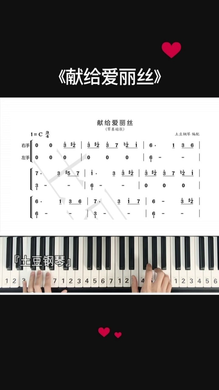 献给爱丽丝 #钢琴简谱 #零基础学钢琴 大家喜欢这么简单的琴谱吗?